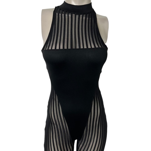 SOLD/Sexy Black Mesh Fashion Jumpsuit - Picture 5 of 15